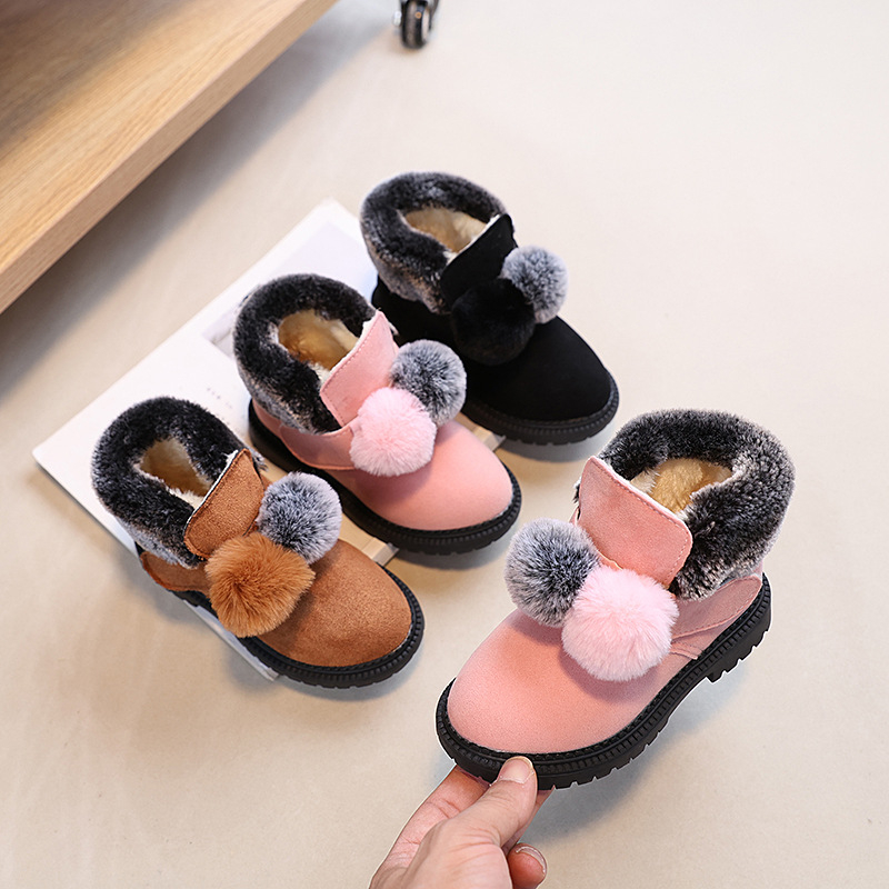 Meitenēm sniega zābaki ar flises odere, siltas un vieglas, Velcro aizdare; augšdaļa: mākslīgā āda, zole: TPR, vecums 1–6 gadi