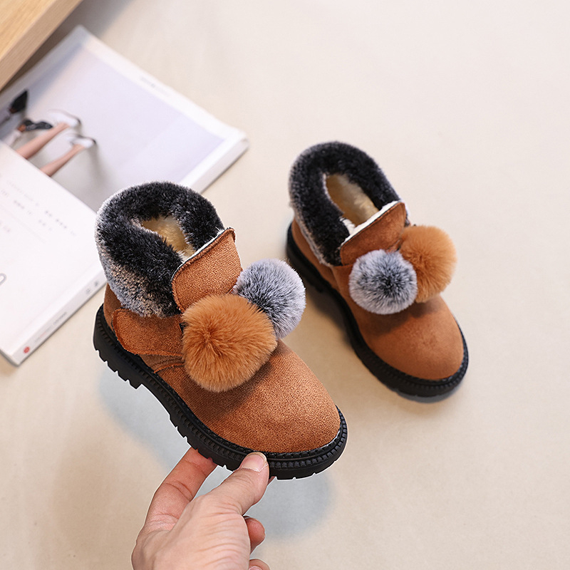 Meitenēm sniega zābaki ar flises odere, siltas un vieglas, Velcro aizdare; augšdaļa: mākslīgā āda, zole: TPR, vecums 1–6 gadi