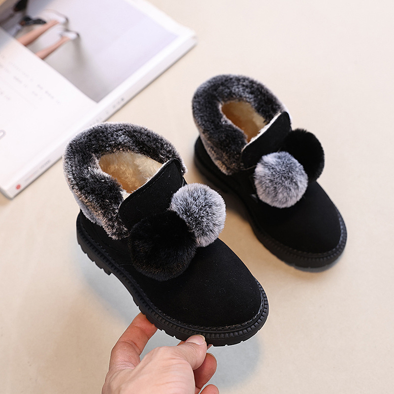 Meitenēm sniega zābaki ar flises odere, siltas un vieglas, Velcro aizdare; augšdaļa: mākslīgā āda, zole: TPR, vecums 1–6 gadi