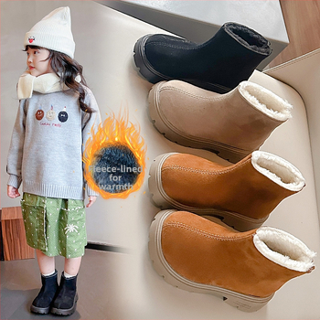 Bērnu ziemas zābaki no mākslīgās ādas, fleece odere, aizmugurē rāvējslēdzējs, ikdienas stils, vecuma grupa 1–12 gadi, ziemas izlaidums 2024