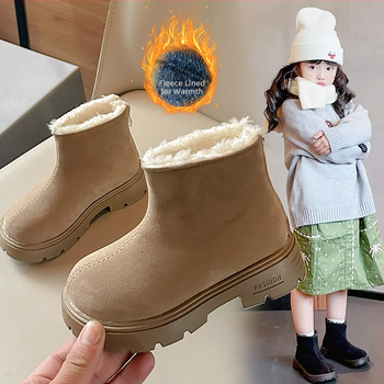 Bērnu ziemas zābaki no mākslīgās ādas, fleece odere, aizmugurē rāvējslēdzējs, ikdienas stils, vecuma grupa 1–12 gadi, ziemas izlaidums 2024