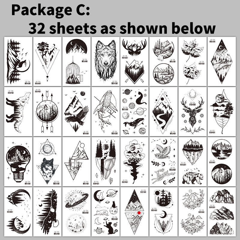 Autocolante temporare de tatuaj pentru bărbați și femei, impermeabile, personalizate, cu transfer de apă, categorie geometrică, origine Guangdong.