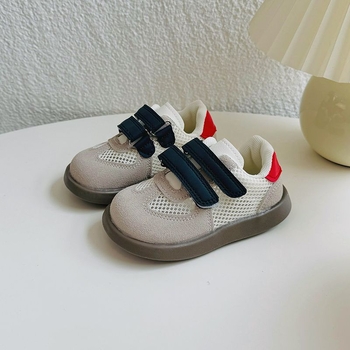 Bērnu elpojošas tīklveida kurpes ar PU vampu, gumijas zole, zems profils, Velcro sprādze