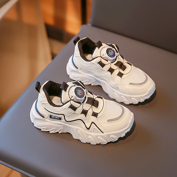 Παιδικά παπούτσια με περιστροφικό κουμπί, άνω μέρος από δίχτυ, σόλα καουτσούκ, για παιδιά 7–16 ετών