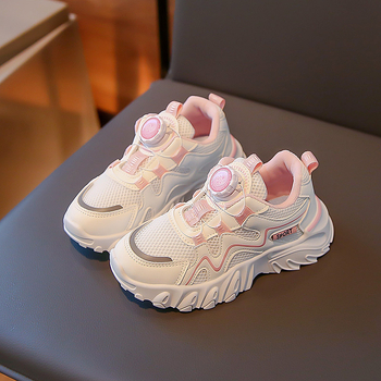 Παιδικά παπούτσια με περιστροφικό κουμπί, άνω μέρος από δίχτυ, σόλα καουτσούκ, για παιδιά 7–16 ετών