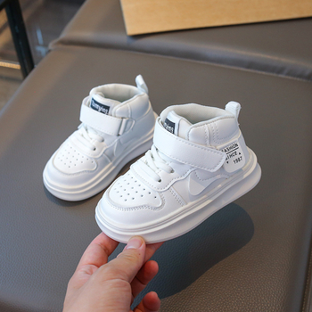 Κοριτσίστικα αθλητικά παπούτσια με ύψος στον αστράγαλο από τεχνητό δέρμα, Velcro κλείσιμο, καουτσούκ σόλα, αναπνέουν, ελαφριά