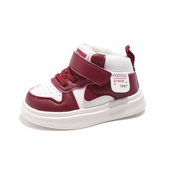 Κοριτσίστικα αθλητικά παπούτσια με ύψος στον αστράγαλο από τεχνητό δέρμα, Velcro κλείσιμο, καουτσούκ σόλα, αναπνέουν, ελαφριά