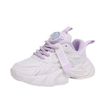 Κοριτσίστικα αθλητικά παπούτσια με διαπνέουσα κατασκευή PU και δίχτυ, κλείσιμο με περιστρεφόμενο κουμπί, σόλα από καουουκ, για κορίτσια 7–12 ετών