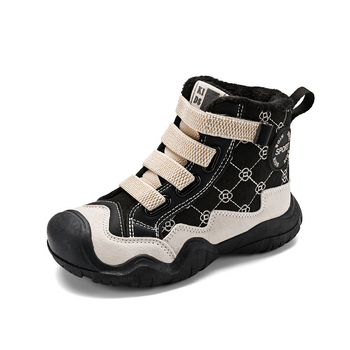 Αγοριών Χειμερινά Υψηλά Αθλητικά Παπούτσια με Γούνινο Εσωτερικό, Velcro Κούμπωμα, Άνω Μέρος Συνθετικό Δέρμα, Σόλα Καουτσούκ, Ριγέ Μοντέρνο