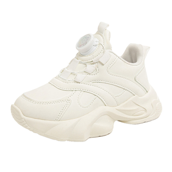 Παιδικά unisex αθλητικά παπούτσια για αγόρια και κορίτσια με παχιά σόλα, επάνω μέρος από τεχνητό δέρμα, κλείσιμο με περιστρεφόμενο κουμπί (Άνοιξη 2025)