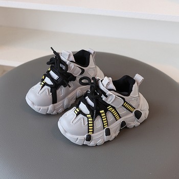 Παιδικά παπούτσια τύπου dad shoes με διαπνέον πάνω μέρος από δίχτυ, Velcro κούμπωμα, σόλα από καουτσούκ με αντιολισθητική σχεδίαση, για παιδιά 1–6 ετών, κατάλληλα για άνοιξη και φθινόπωρο, κυκλοφόρησε φθινόπωρο 2024
