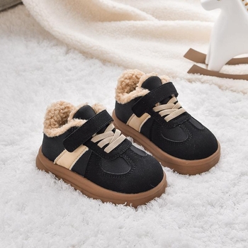 Vintažas ziemas bērnu zābaki ar aitu vilnu, Velcro aizdare, bieza gumijas zole, matēta ādas augšdaļa, 1–3 gadi