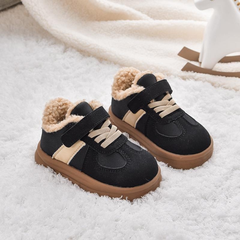 Vintažas ziemas bērnu zābaki ar aitu vilnu, Velcro aizdare, bieza gumijas zole, matēta ādas augšdaļa, 1–3 gadi