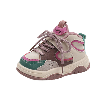 Bērnu augstas kurpes ar karikatūru detaļām – mākslīgās ādas virsma, PU zole, Velcro aizdare, ziemas kolekcija 2023, ikdienas stils