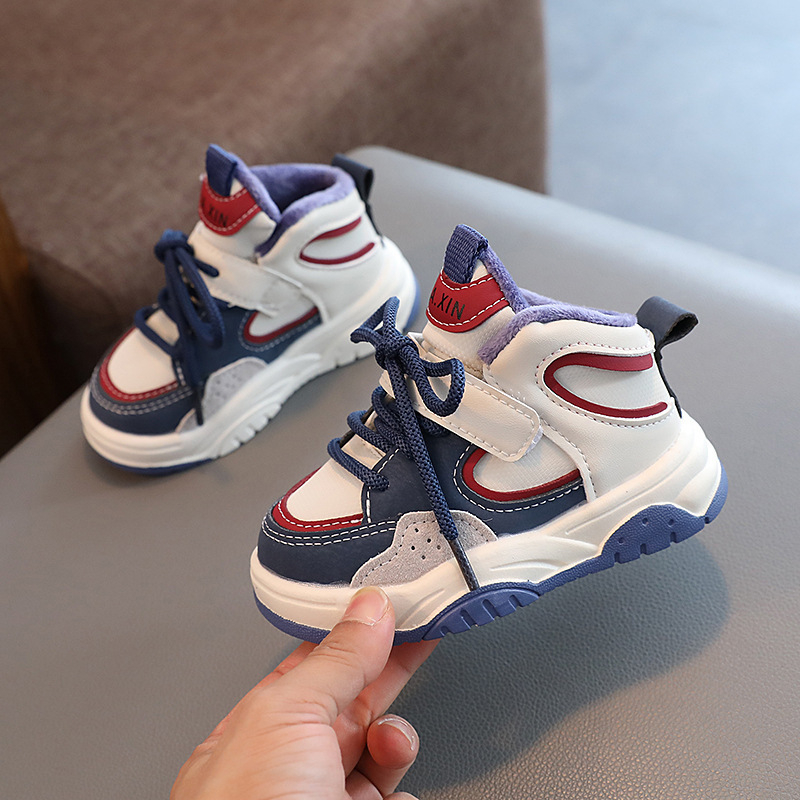 Bērnu augstas kurpes ar karikatūru detaļām – mākslīgās ādas virsma, PU zole, Velcro aizdare, ziemas kolekcija 2023, ikdienas stils