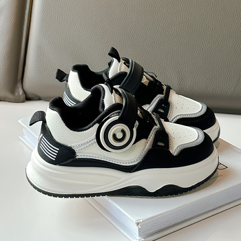 Παιδικά αθλητικά παπούτσια για τρέξιμο, πάνω μέρος από συνθετικό δέρμα, αδιάβροχα, αντιολισθητικά, ανθεκτικά στη φθορά, σόλα PVC, Velcro κούμπωμα, μοτίβο color-block, για ηλικίες 4–12 ετών, για όλες τις εποχές.