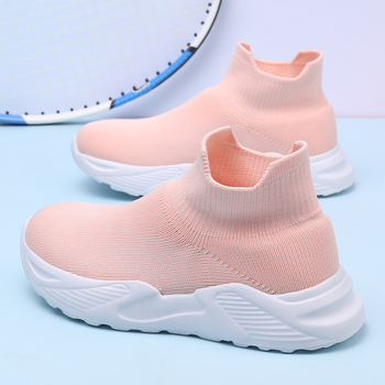 Παιδικά υψηλά sneakers με πλεκτό πάνω μέρος, διαπνοή και ελαφρά, ύφασμα πάνω, EVA αντιολισθητική σόλα; για ηλικίες 4–16 ετών