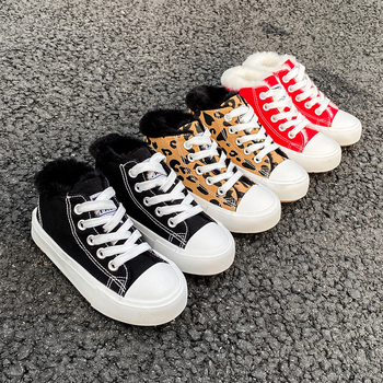 Auduma bērnu apavi ar augstu augšdaļu un flīsa iekšējā odere, biezas ziemas kurpes ar gumijas zoli, 4–12 gadu vecumam