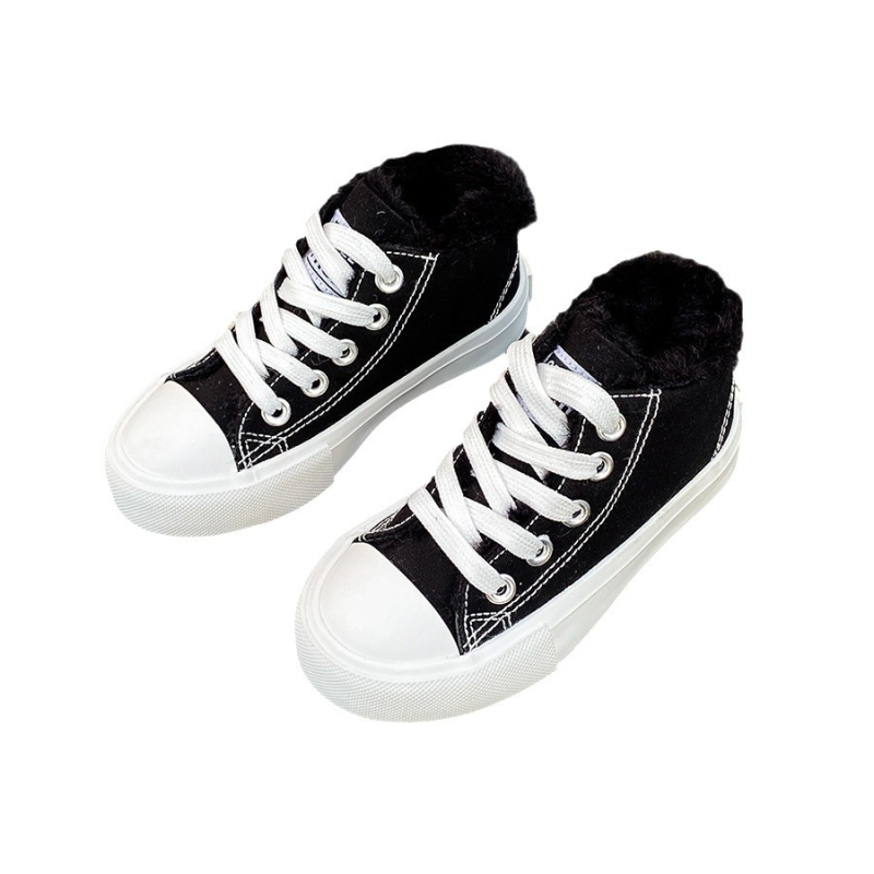 Auduma bērnu apavi ar augstu augšdaļu un flīsa iekšējā odere, biezas ziemas kurpes ar gumijas zoli, 4–12 gadu vecumam