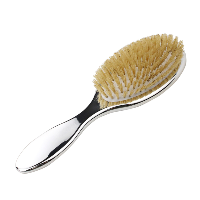 Овален голям гребен за коса с четина от прасе, електроплатирано покритие, ABS материал, масажна въздушна подложка, антистатичен