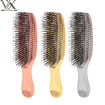 Wangxin elektroplatált ABS hajkefe nedves és száraz használatra – simítás, masszázs, fejbőr tisztítása, antistatikus