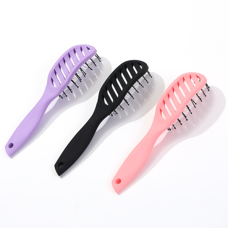 Гребен за коса: сухо и мокро използване, кух девет-зъбен гребен, извита форма от широк към тесен, пластмасов, произход Нингбо