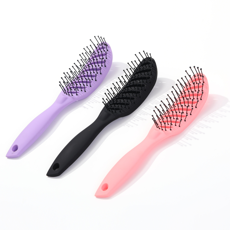 Гребен за коса: сухо и мокро използване, кух девет-зъбен гребен, извита форма от широк към тесен, пластмасов, произход Нингбо