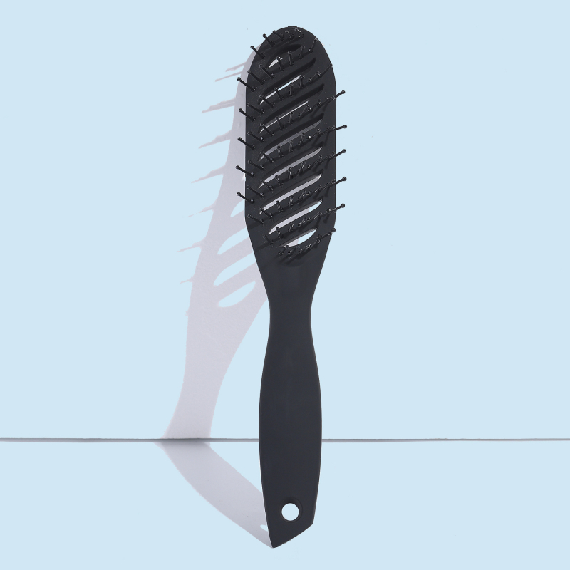 Гребен за коса: сухо и мокро използване, кух девет-зъбен гребен, извита форма от широк към тесен, пластмасов, произход Нингбо