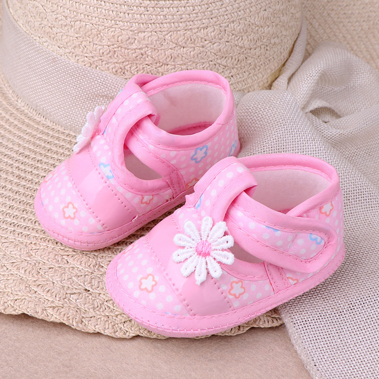 Patike za bebe za prve korake s Velcro zatvaračem, prozračni pamuk gornji dio, cvjetni uzorak, 12-36 mjeseci