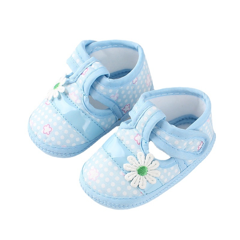 Patike za bebe za prve korake s Velcro zatvaračem, prozračni pamuk gornji dio, cvjetni uzorak, 12-36 mjeseci