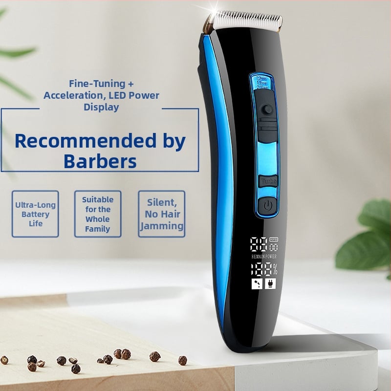 Elektrinis plaukų kirpimo skutimosi prietaisas su USB įkrovimu, LCD ekranas, įmontuota 1200-2000mAh baterija, nerūdijančio plieno peiliai, atsparus vandeniui