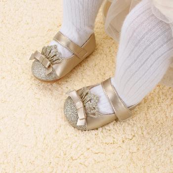 Βρεφικά Παπούτσια Πριγκίπισσας για 12-36 μήνες με Στέμμα από στρας, Κλείσιμο Velcro, Διαπνοή, Αντιολισθητικά, Ανθεκτικά στη Φθορά