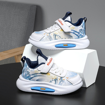 Παιδικά αθλητικά παπούτσια για τρέξιμο, επάνω μέρος από συνθετικό δέρμα, αδιάβροτα, αντιολισθητική σόλα EVA, Velcro κλείσιμο