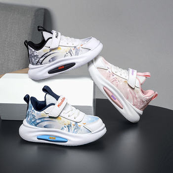 Παιδικά αθλητικά παπούτσια για τρέξιμο, επάνω μέρος από συνθετικό δέρμα, αδιάβροτα, αντιολισθητική σόλα EVA, Velcro κλείσιμο