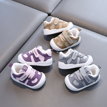 Ziemas apaviņi zīdaiņiem 1–3 gadiem, flīsa iekšējā odere, PU augšdaļa, TPR zole, Velcro aizdare (1–3 gadi; PU; TPR; fleece; Velcro)