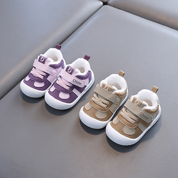 Ziemas apaviņi zīdaiņiem 1–3 gadiem, flīsa iekšējā odere, PU augšdaļa, TPR zole, Velcro aizdare (1–3 gadi; PU; TPR; fleece; Velcro)