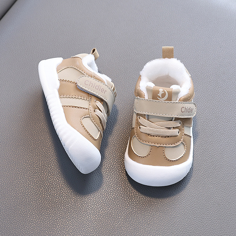 Ziemas apaviņi zīdaiņiem 1–3 gadiem, flīsa iekšējā odere, PU augšdaļa, TPR zole, Velcro aizdare (1–3 gadi; PU; TPR; fleece; Velcro)