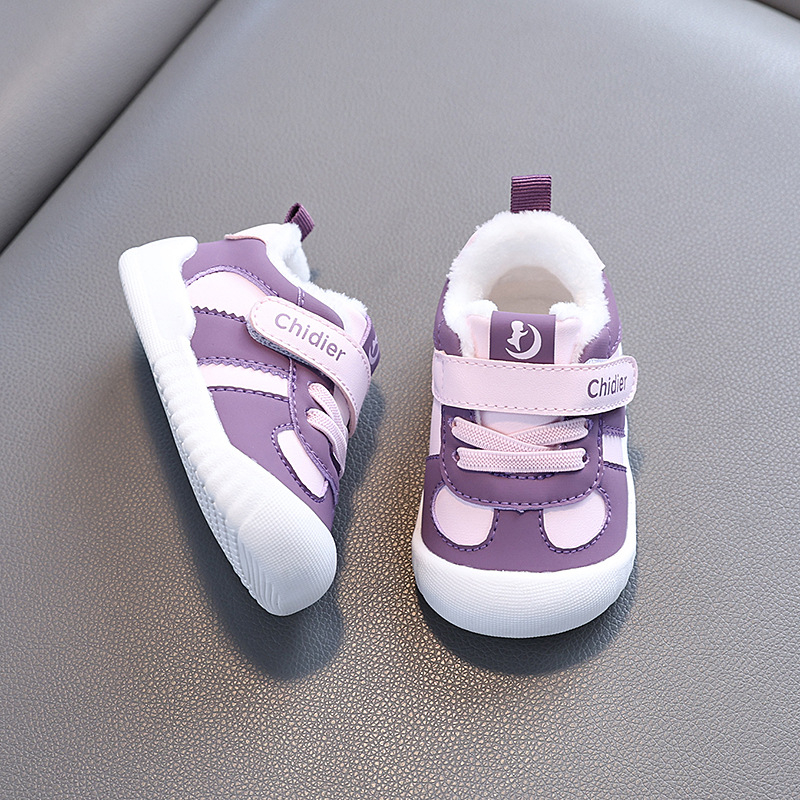 Ziemas apaviņi zīdaiņiem 1–3 gadiem, flīsa iekšējā odere, PU augšdaļa, TPR zole, Velcro aizdare (1–3 gadi; PU; TPR; fleece; Velcro)