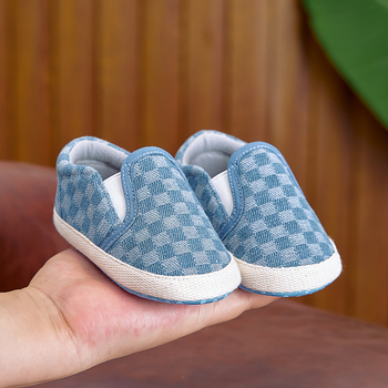 Παπούτσια Νήπιων - Μαλακή σόλα, Άνω μέρος από βαμβακωμάρι, Αντιολισθητική σόλα, Καρό μοτίβο, Ηλικίες 12–36 μηνών