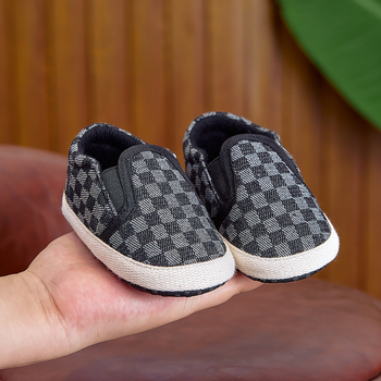 Παπούτσια Νήπιων - Μαλακή σόλα, Άνω μέρος από βαμβακωμάρι, Αντιολισθητική σόλα, Καρό μοτίβο, Ηλικίες 12–36 μηνών