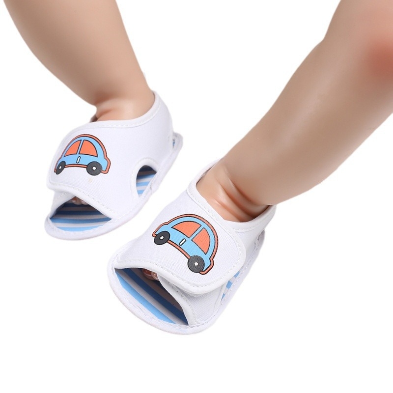 Sandale pentru copii mici – partea superioară din pânză, talpă antiderapantă, închidere Velcro, model imprimat, vară (12–36 luni; 24–48 luni)