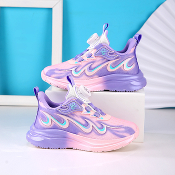 Παιδικά παπούτσια τρεξίματος – διχτυωτό πάνω μέρος για διαπνοή, λεπτομέρεια με κουμπί φλόγας, ελαφριά και ανθεκτικά, σόλα EVA, κλείσιμο με περιστρεφόμενα κουμπιά, για ηλικίες 4–16 ετών