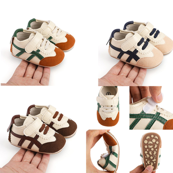 Casual obuće za bebe i malu djecu, prozračni PU, niski gornji dio, Velcro, prugasti uzorak, proljeće-jesen, 12-36 mjeseci