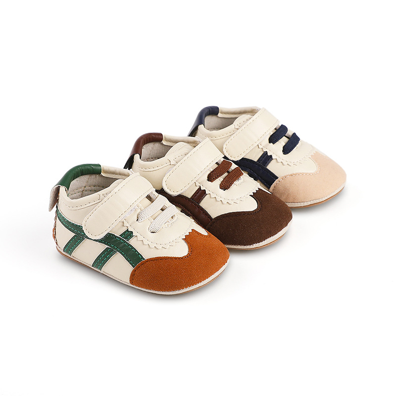Casual obuće za bebe i malu djecu, prozračni PU, niski gornji dio, Velcro, prugasti uzorak, proljeće-jesen, 12-36 mjeseci