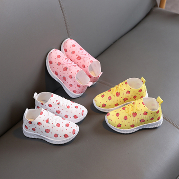 Pantofi sport pentru fetițe, partea superioară din material respirabil, talpă din cauciuc, slip-on, ușori, cu model personalizat — Primăvară 2025