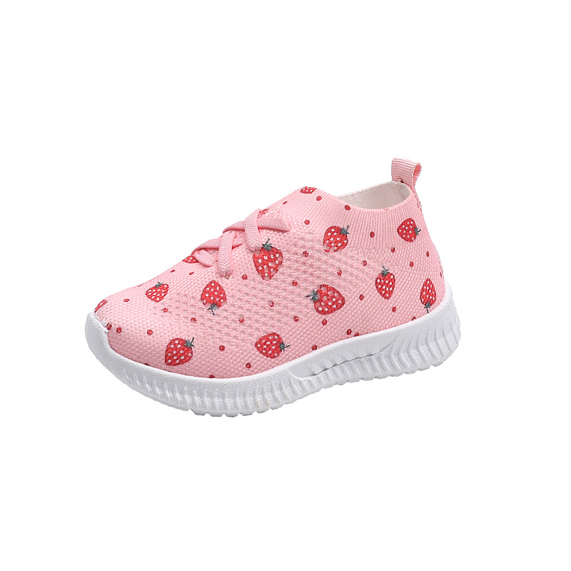 Pantofi sport pentru fetițe, partea superioară din material respirabil, talpă din cauciuc, slip-on, ușori, cu model personalizat — Primăvară 2025