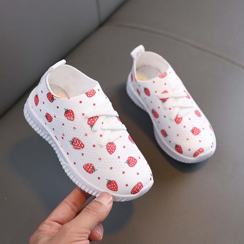 Pantofi sport pentru fetițe, partea superioară din material respirabil, talpă din cauciuc, slip-on, ușori, cu model personalizat — Primăvară 2025