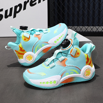 Παιδικά παπούτσια μπάσκετ για αγόρια με περιστρεφόμενη αγκράφα, άνω μέρος από Ultra-Fiber δέρμα, σόλα από καουτσούκ, για όλες τις εποχές, κατάλληλα για 7–16 ετών