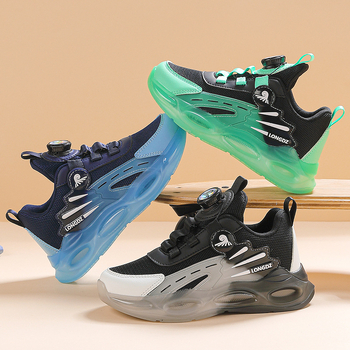 Παιδικά αθλητικά παπούτσια με πλέγμα, ανάλαφρη EVA σόλα, αντιολισθητική εξωτερική σόλα, κλείσιμο με περιστρεφόμενη αγκράφα, unisex, κατάλληλα για ηλικίες 4–16 ετών, για άνοιξη και φθινόπωρο