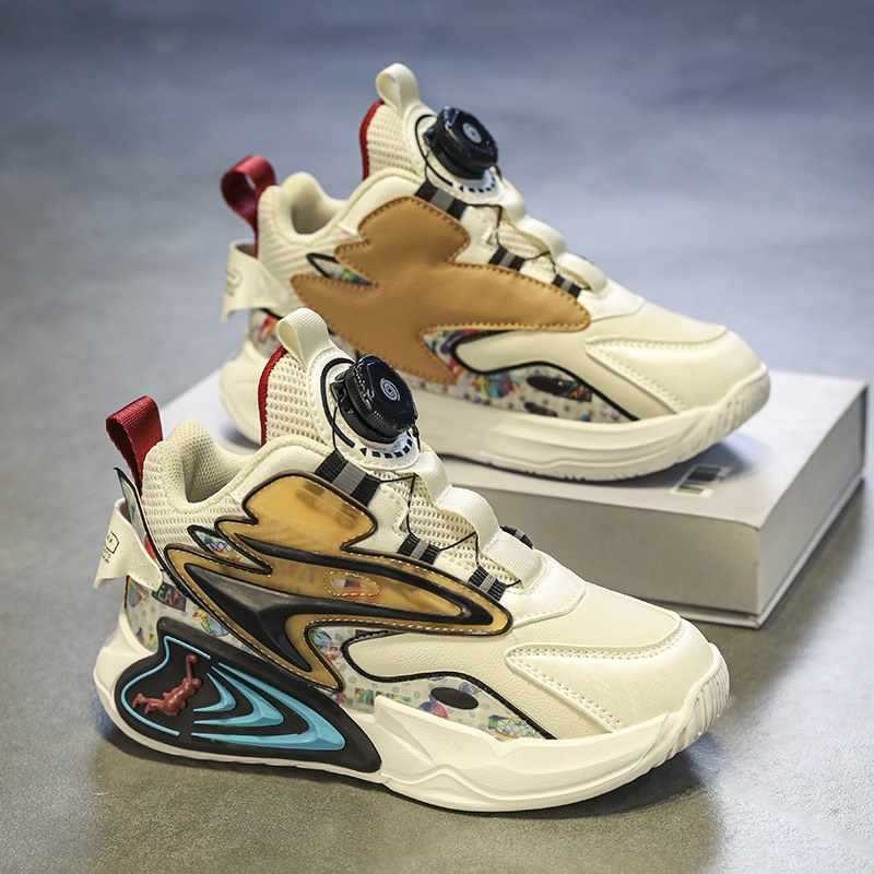 Pantofi de baschet cu partea superioară din plasă, talpă din cauciuc, toc mic 1–3 cm, cataramă rotativă